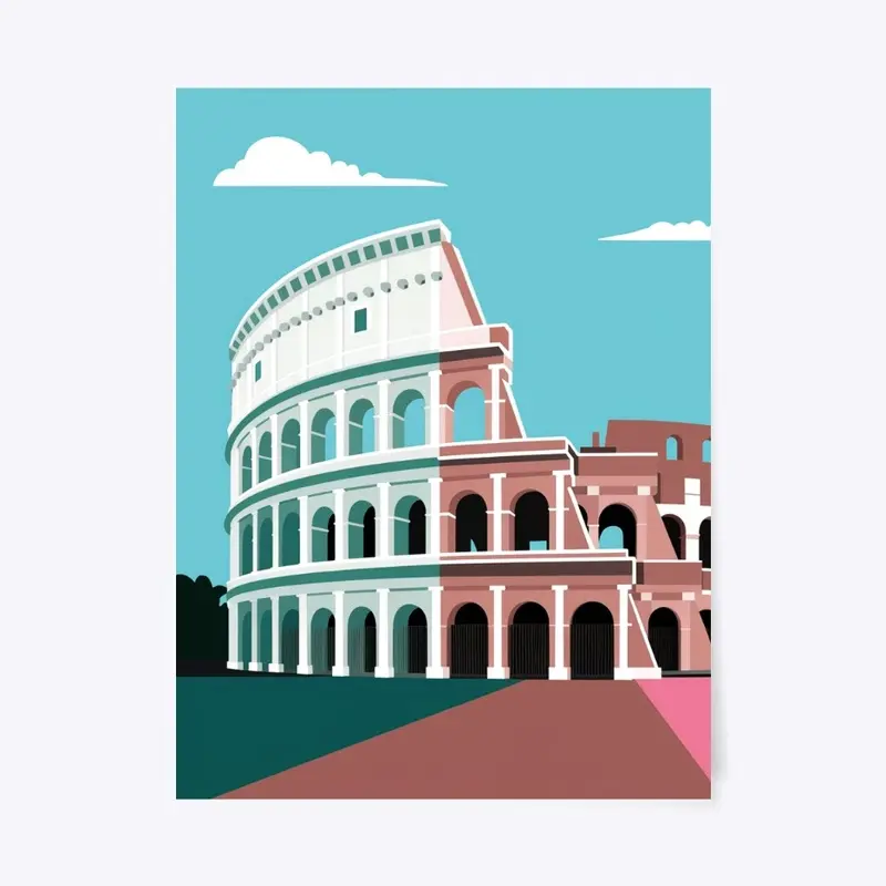 Colosseum Rome Flat Design