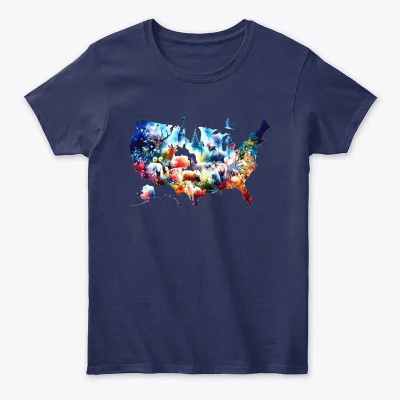 USA Animals Map Unisex T-Shirt 