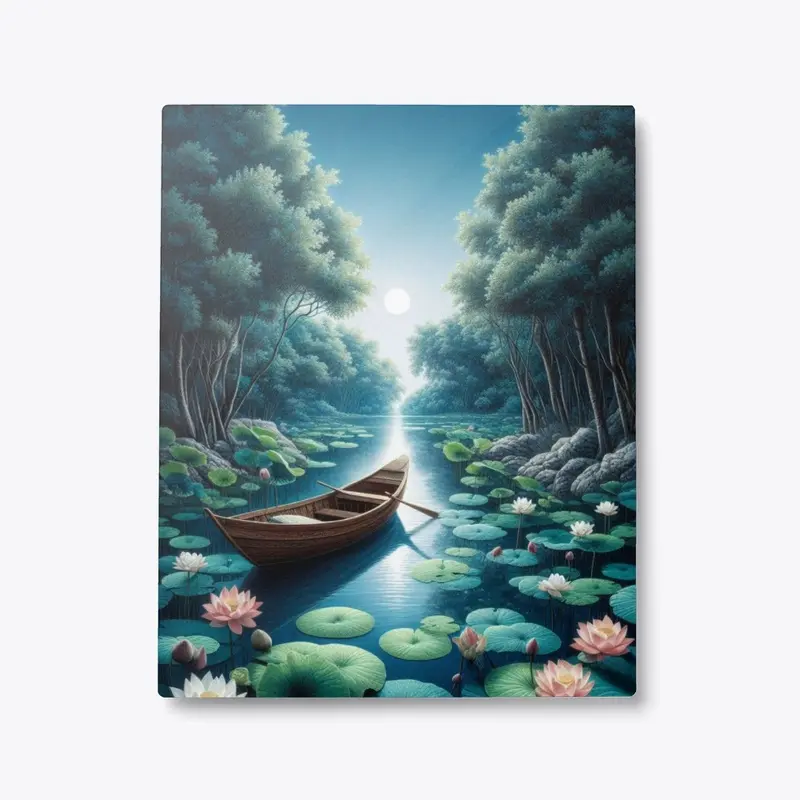 Boat Between Water Rose Poster 