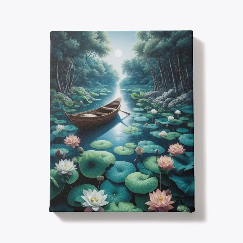 Boat Between Water Rose Poster 