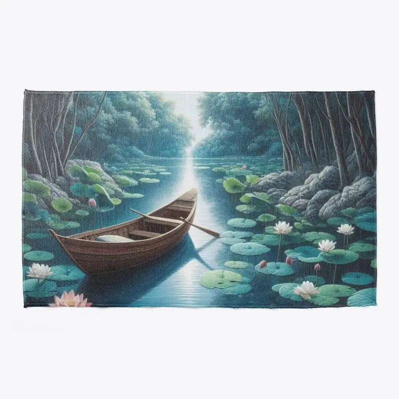 Boat Between Water Rose Poster 